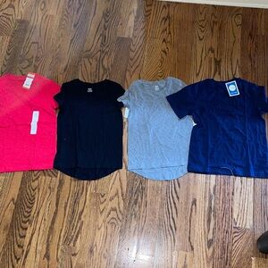 Bundle of girls size 6-7 t-shirts: various brands, red, navy, black, grey NWT